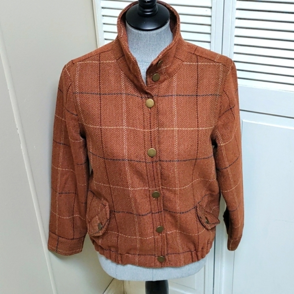 Christopher & Banks women's lined polyester, acrylic & wool blend button coat